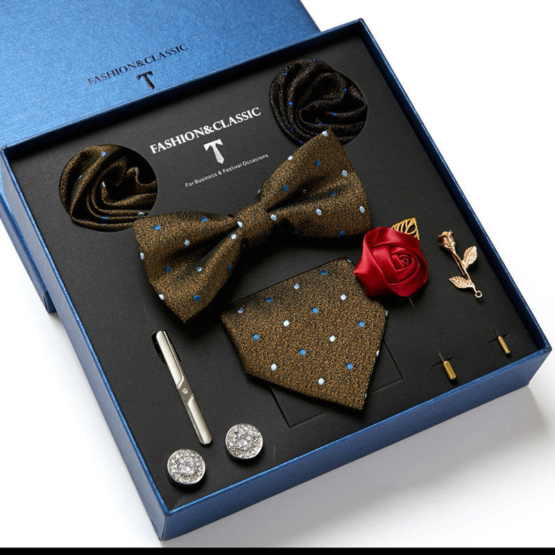 Nouvelle Cravate Homme Coffret Cadeau Mode Affaires Rayée Foulard Carré Combinaison Coffret Cadeau
