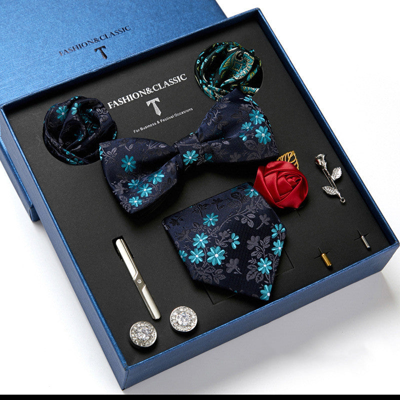 Nouvelle Cravate Homme Coffret Cadeau Mode Affaires Rayée Foulard Carré Combinaison Coffret Cadeau