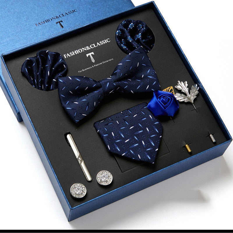 Nouvelle Cravate Homme Coffret Cadeau Mode Affaires Rayée Foulard Carré Combinaison Coffret Cadeau