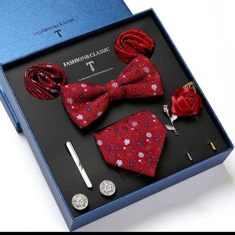 Nouvelle Cravate Homme Coffret Cadeau Mode Affaires Rayée Foulard Carré Combinaison Coffret Cadeau