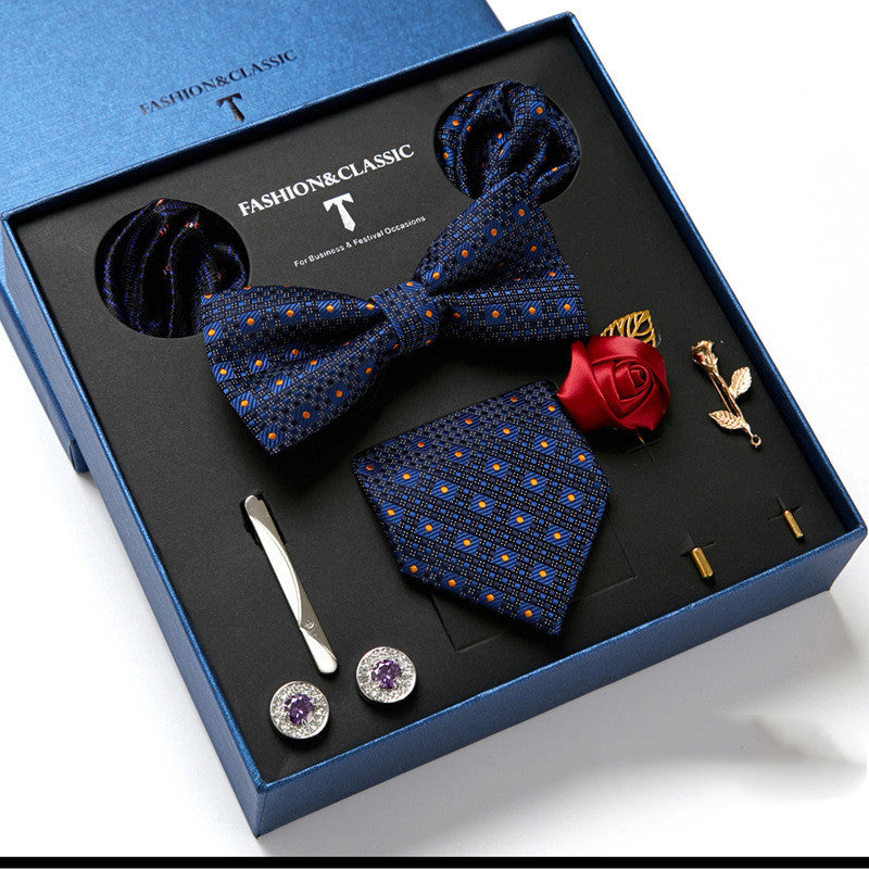 Nouvelle Cravate Homme Coffret Cadeau Mode Affaires Rayée Foulard Carré Combinaison Coffret Cadeau