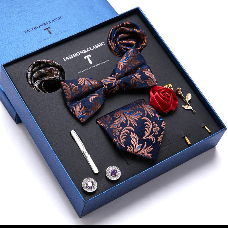 Nouvelle Cravate Homme Coffret Cadeau Mode Affaires Rayée Foulard Carré Combinaison Coffret Cadeau