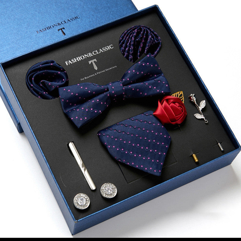 Nouvelle Cravate Homme Coffret Cadeau Mode Affaires Rayée Foulard Carré Combinaison Coffret Cadeau