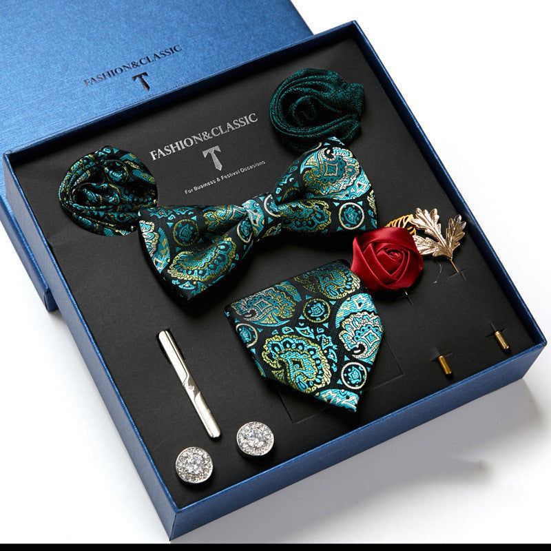 Nouvelle Cravate Homme Coffret Cadeau Mode Affaires Rayée Foulard Carré Combinaison Coffret Cadeau