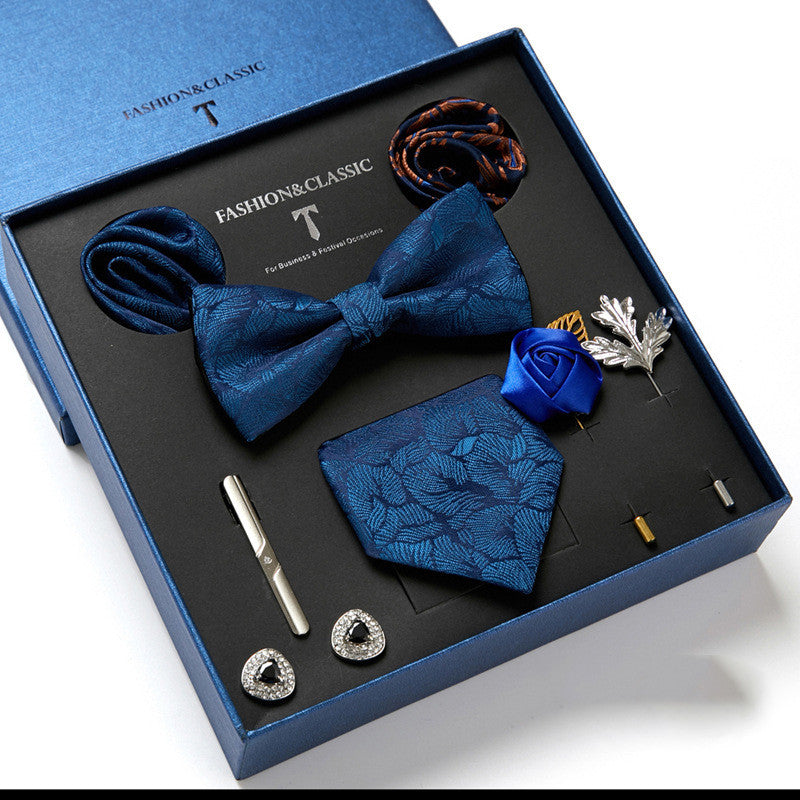 Nouvelle Cravate Homme Coffret Cadeau Mode Affaires Rayée Foulard Carré Combinaison Coffret Cadeau