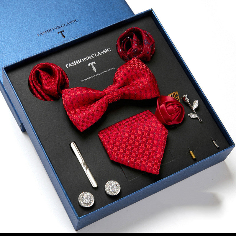 Nouvelle Cravate Homme Coffret Cadeau Mode Affaires Rayée Foulard Carré Combinaison Coffret Cadeau