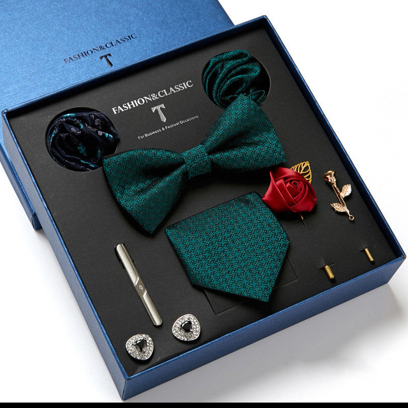 Nouvelle Cravate Homme Coffret Cadeau Mode Affaires Rayée Foulard Carré Combinaison Coffret Cadeau