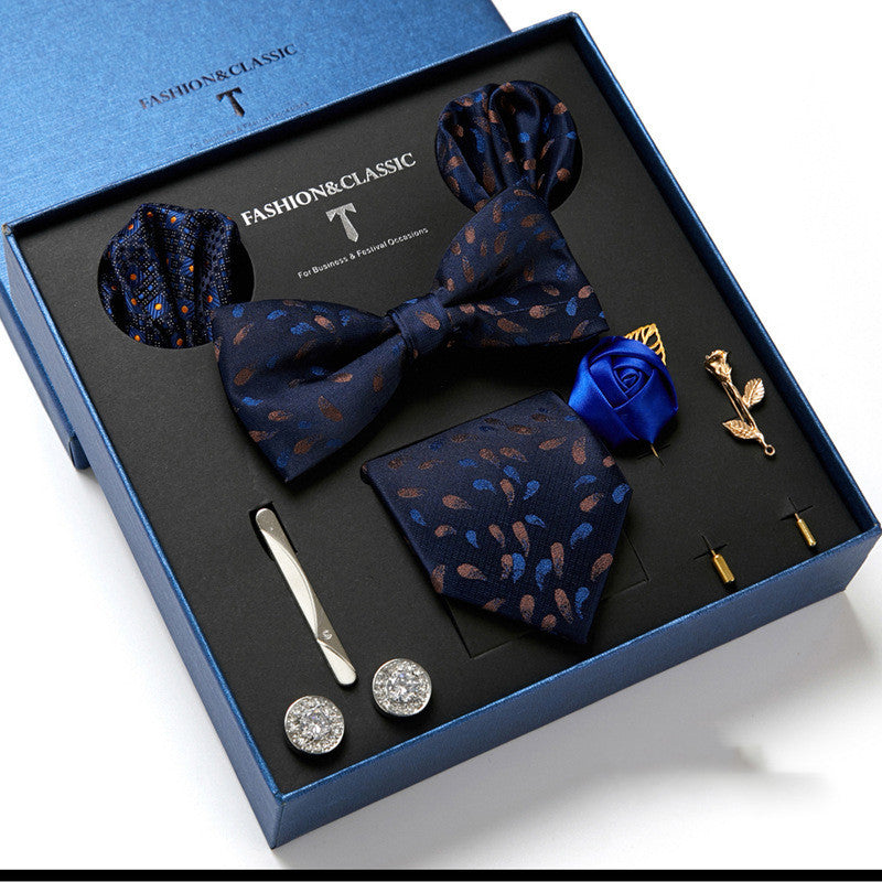 Nouvelle Cravate Homme Coffret Cadeau Mode Affaires Rayée Foulard Carré Combinaison Coffret Cadeau