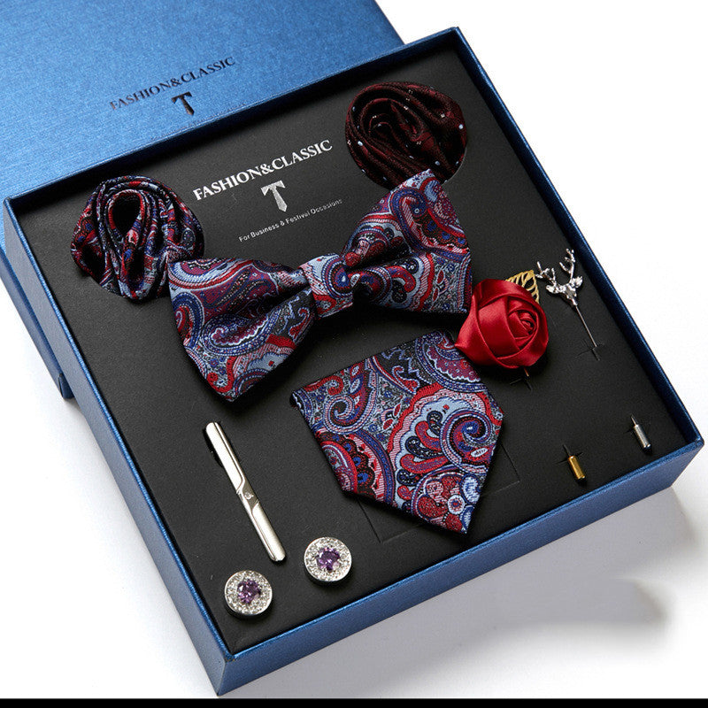 Nouvelle Cravate Homme Coffret Cadeau Mode Affaires Rayée Foulard Carré Combinaison Coffret Cadeau
