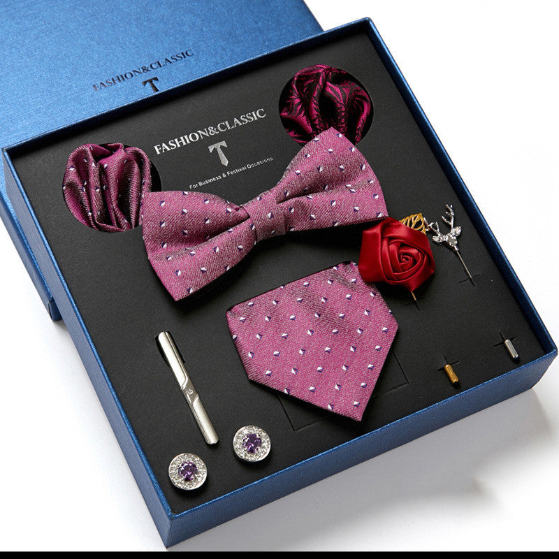 Nouvelle Cravate Homme Coffret Cadeau Mode Affaires Rayée Foulard Carré Combinaison Coffret Cadeau