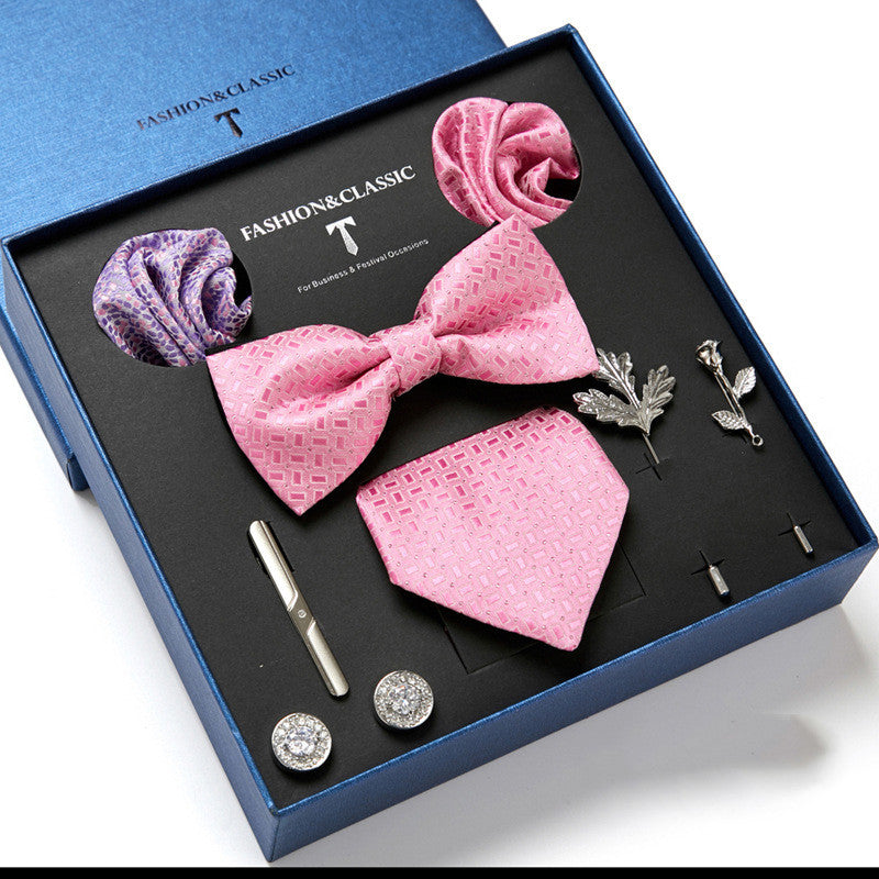Nouvelle Cravate Homme Coffret Cadeau Mode Affaires Rayée Foulard Carré Combinaison Coffret Cadeau