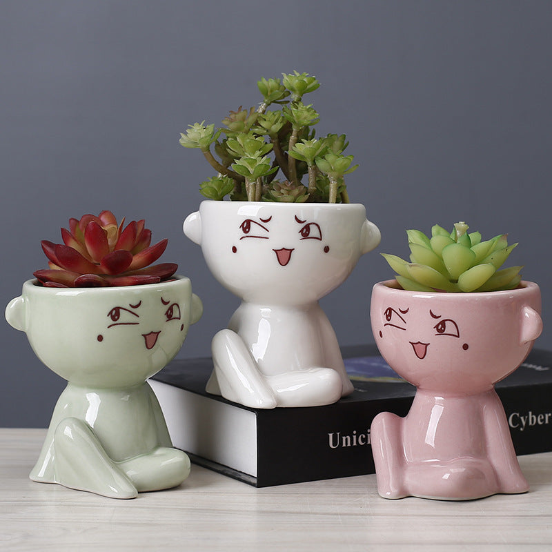Nordic Home Furnishing Human Body Succulent Flower Pot Ceramic