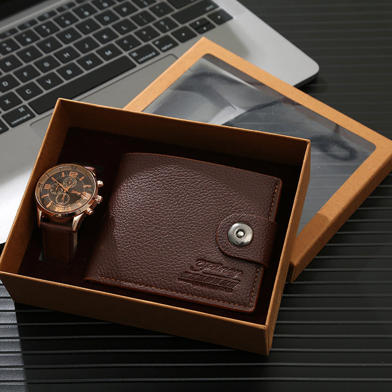 Men's Luxury Watch Gift Set Pen Wallet Quartz Watch