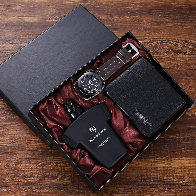 Men's Luxury Watch Gift Set Pen Wallet Quartz Watch