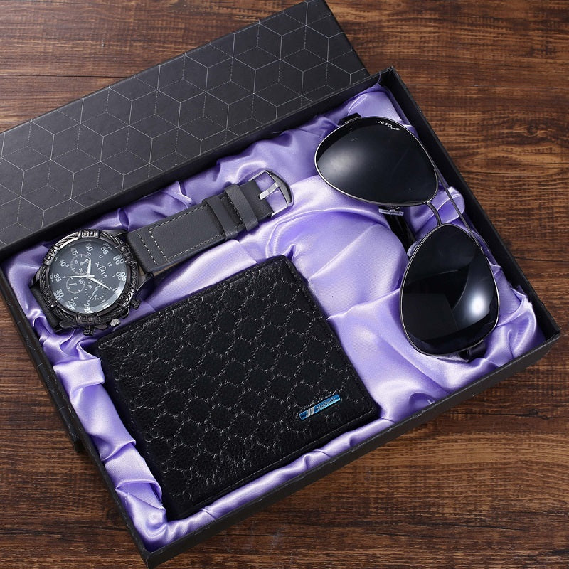 Men's Luxury Watch Gift Set Pen Wallet Quartz Watch