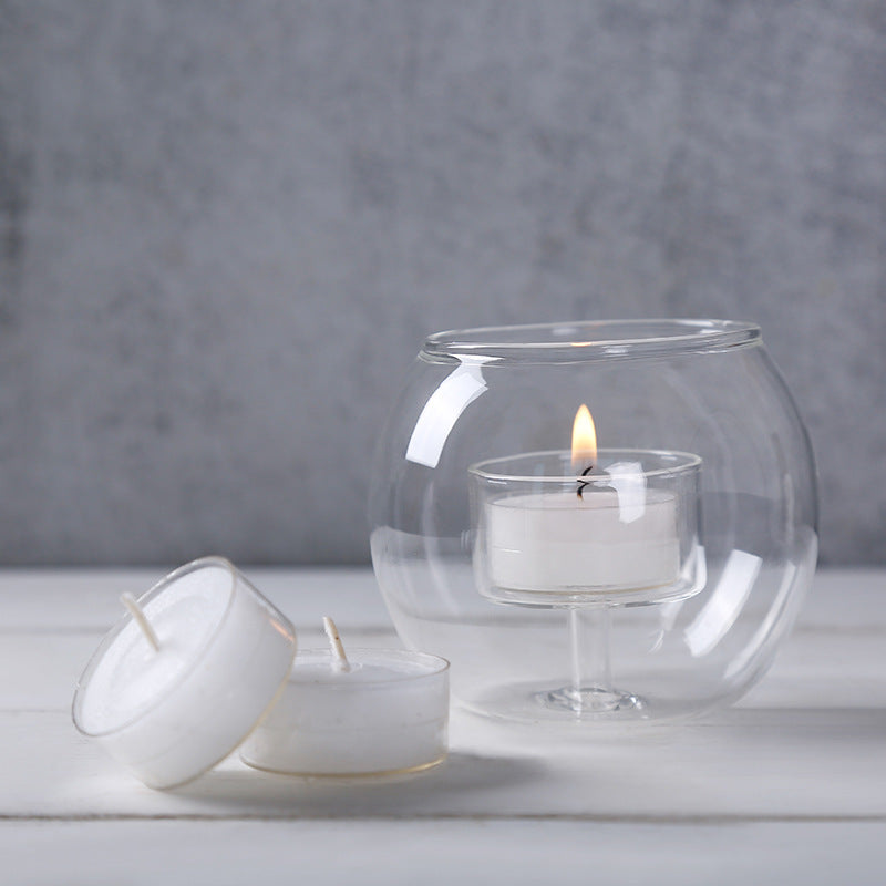 European Style Romantic Candlelight Dinner With Glass Candle Holder