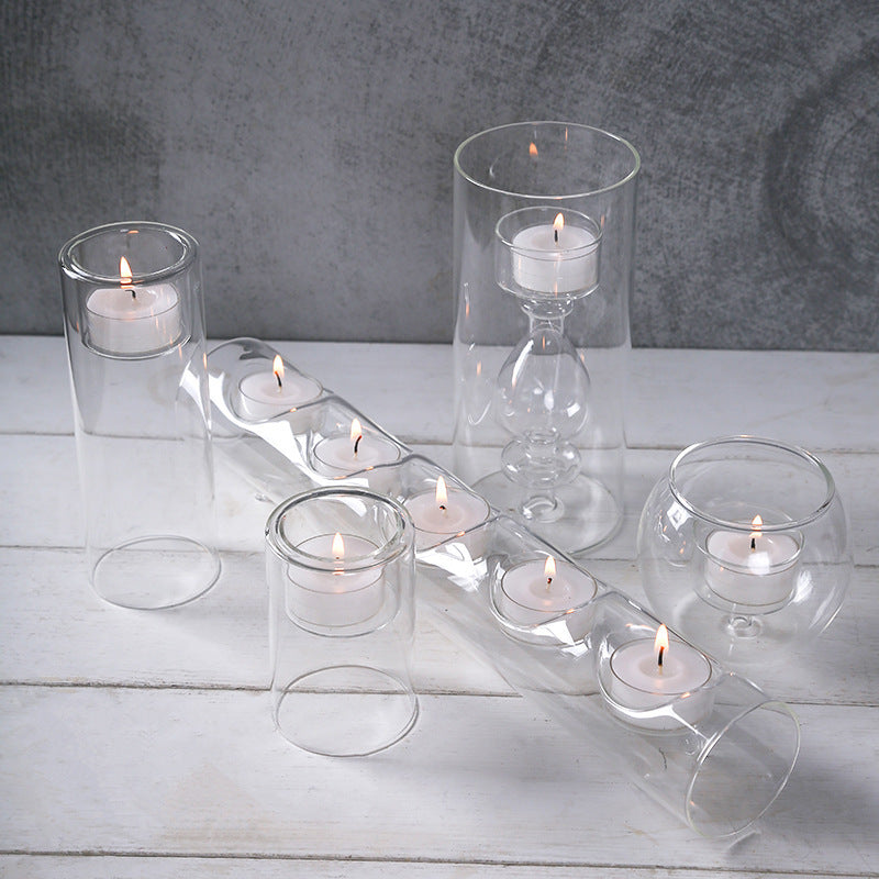 European Style Romantic Candlelight Dinner With Glass Candle Holder
