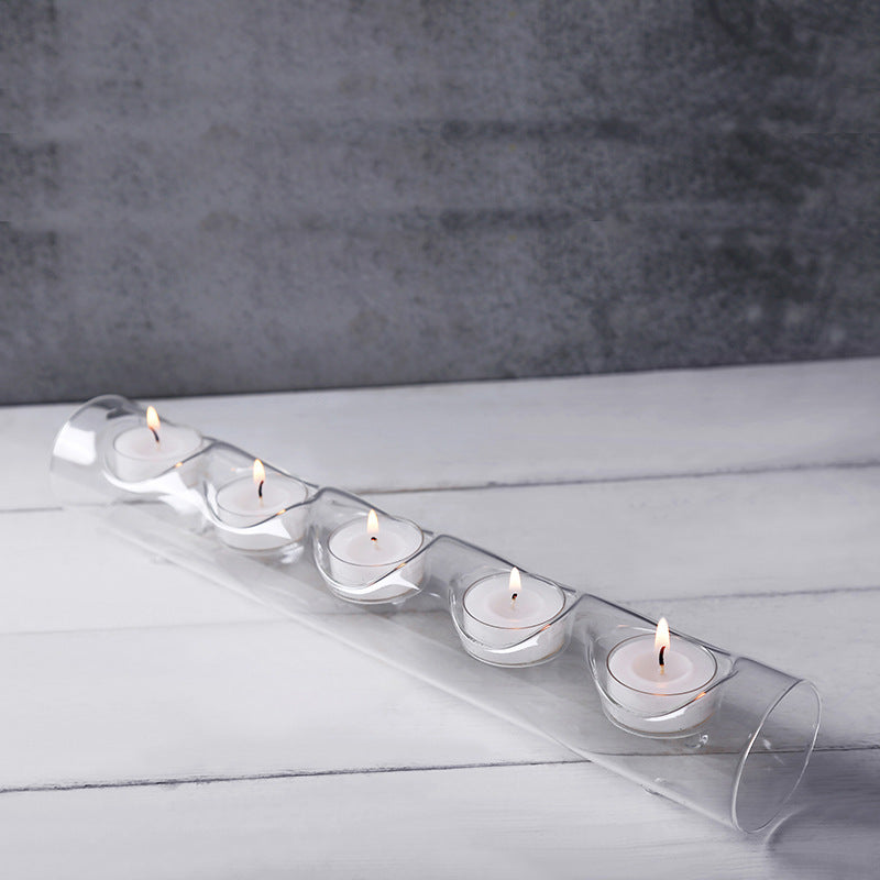 European Style Romantic Candlelight Dinner With Glass Candle Holder