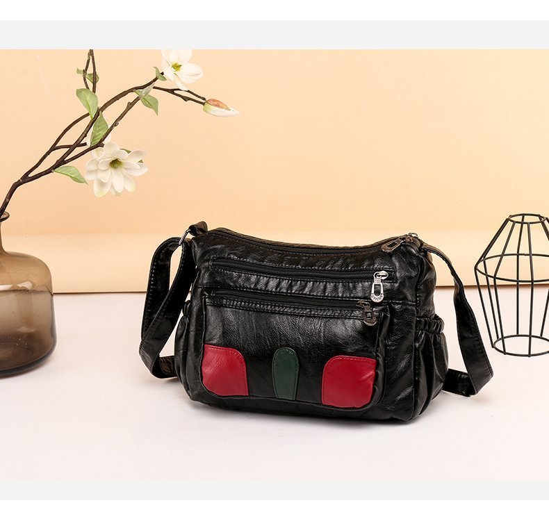 Washed leather shoulder bag