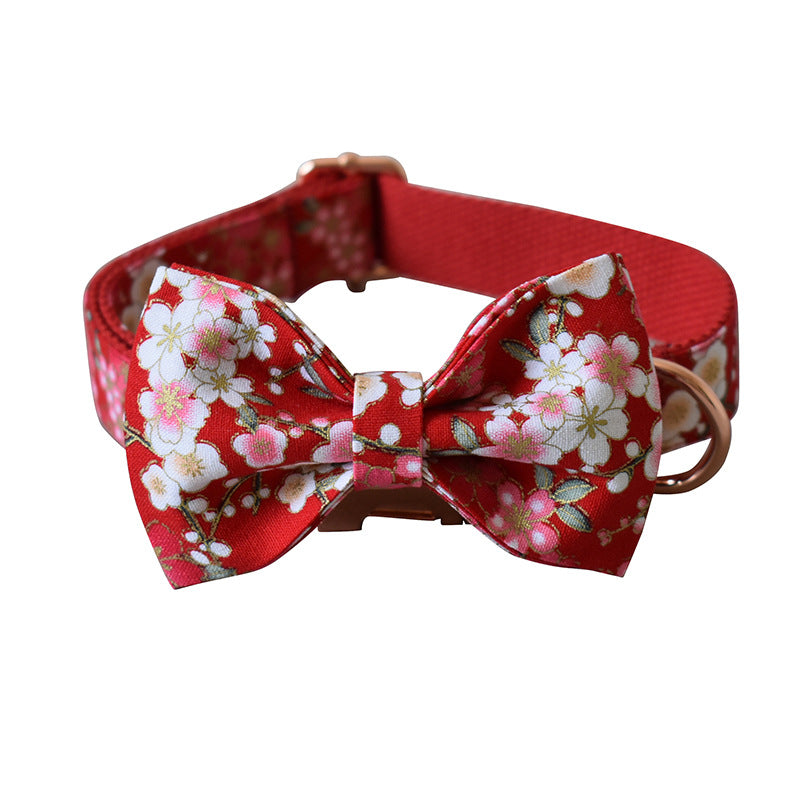 Ensemble laisses et collier pour chien, motif floral rouge