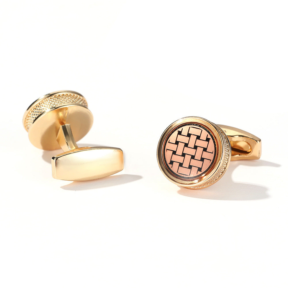 Boutons de manchette ronds en argent à motif tendance