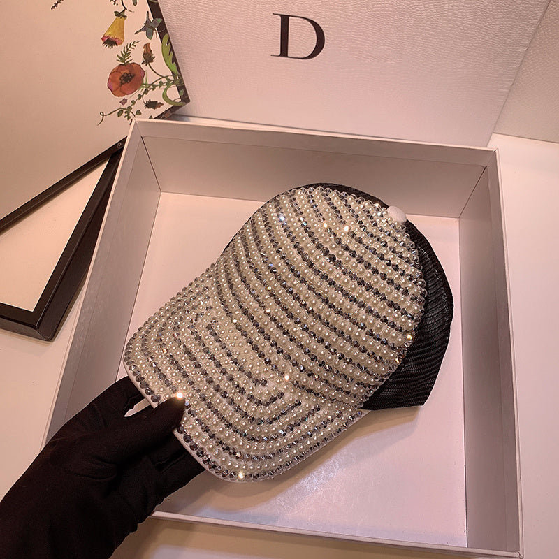Fashion Rhinestone Pearl Casual Cap