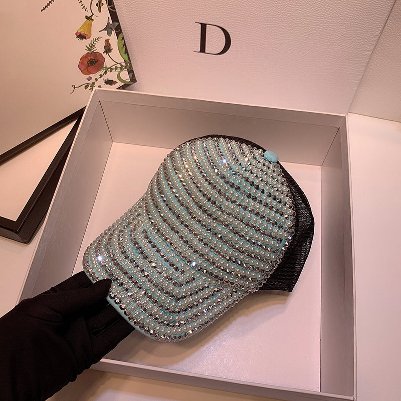 Fashion Rhinestone Pearl Casual Cap