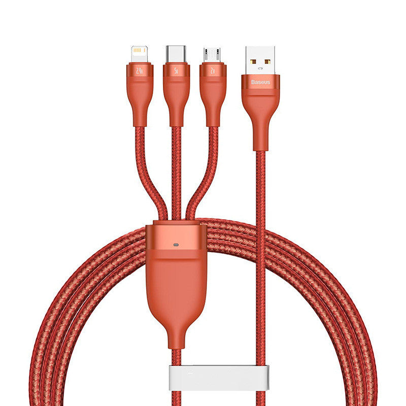 Câble de données de charge rapide USB, câble de chargement de téléphone portable à trois ports