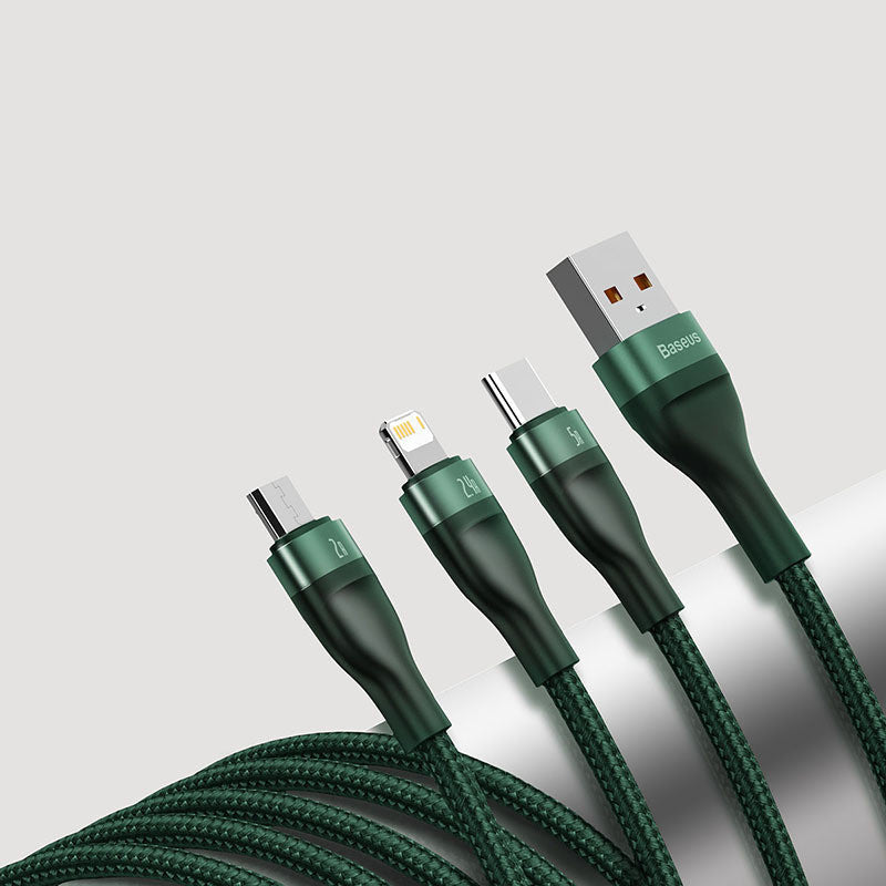 Câble de données de charge rapide USB, câble de chargement de téléphone portable à trois ports