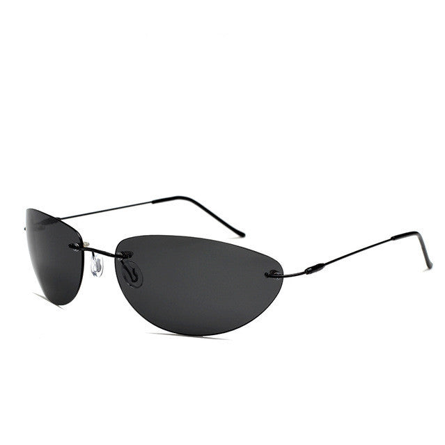 Lunettes de soleil polarisées ovales sans monture avant-gardistes pour hommes
