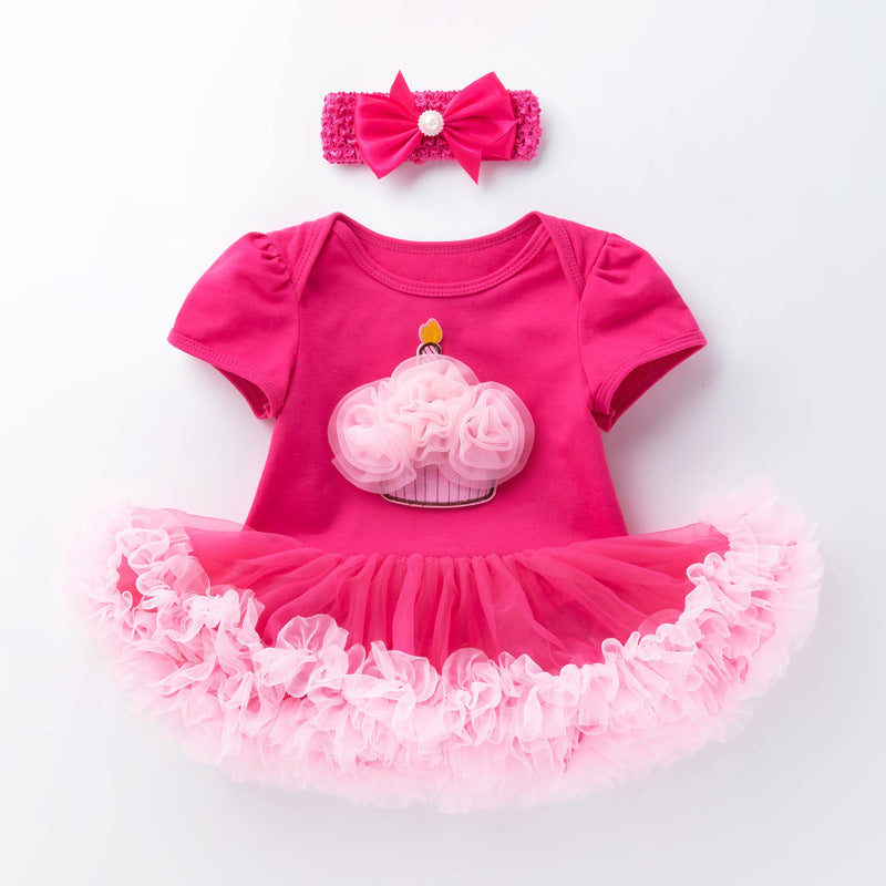 New Baby Girl Rose Red Short Sleeve