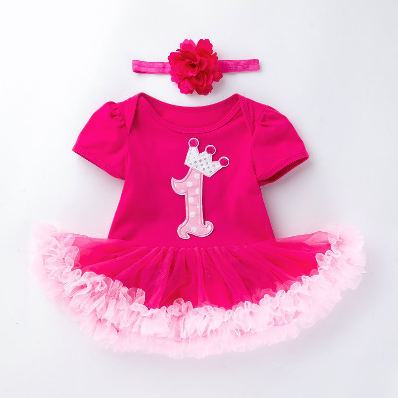 New Baby Girl Rose Red Short Sleeve