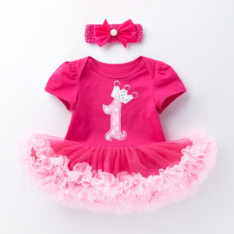 New Baby Girl Rose Red Short Sleeve