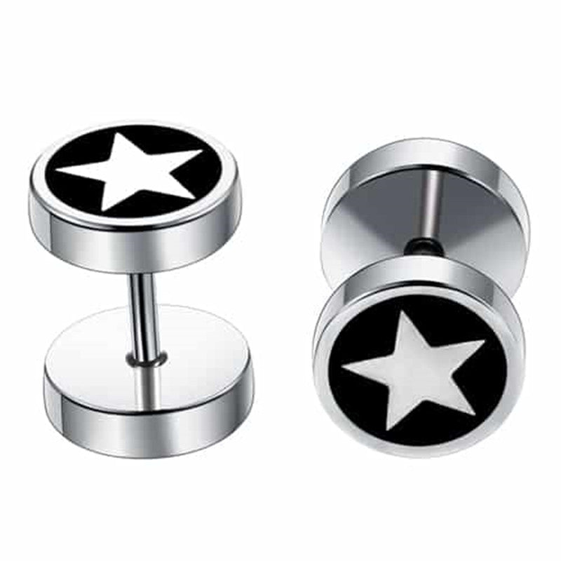 Titanium Steel Barbell Men's Earrings Fashion Dumbbell Earrings