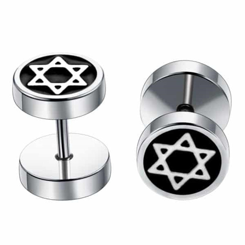 Titanium Steel Barbell Men's Earrings Fashion Dumbbell Earrings