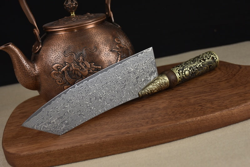 Petit couteau de cuisine avec manche en acier Dragon