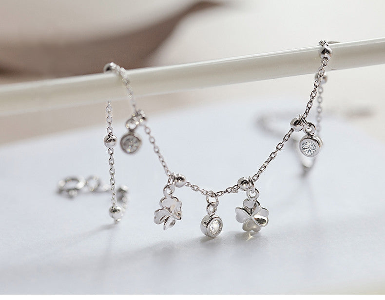 Four-leaf Clover Sterling Silver Anklet
