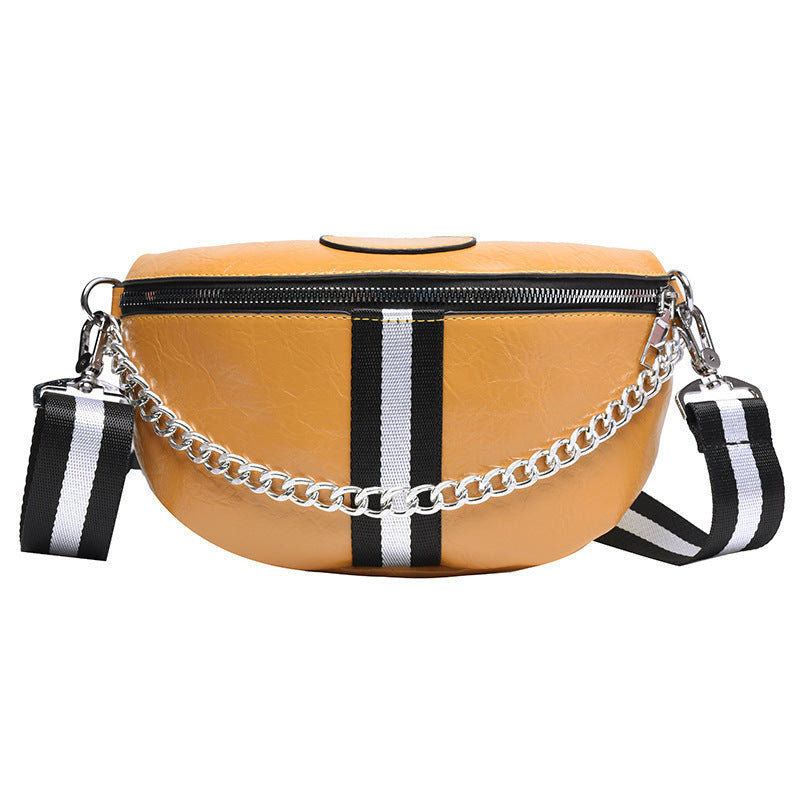 Simple Chain Bag Wide Shoulder Strap Chest Bag Waist Bag