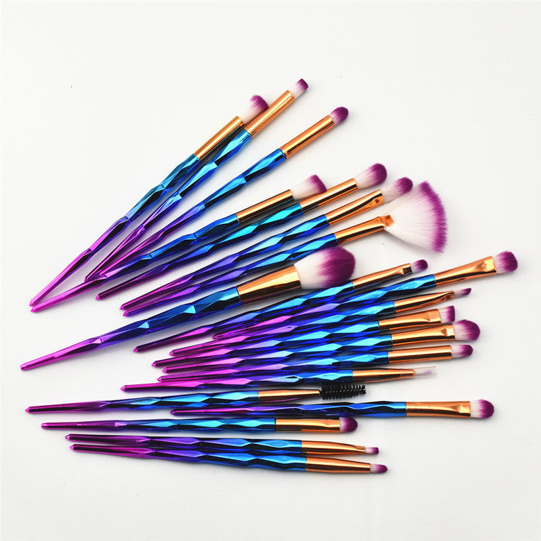 20 fiber eye group suit multicolor eye shadow set brush plating plastic handle beauty tools