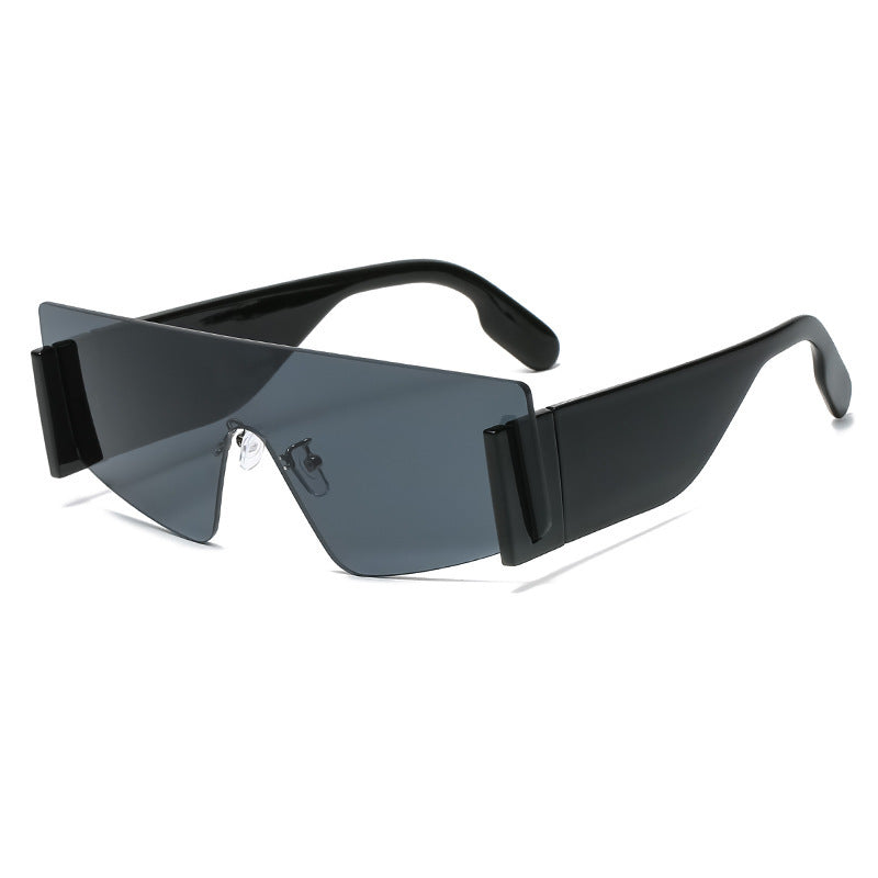 Lunettes de soleil sans monture à jambes larges pour femmes