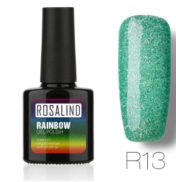 Sans clous, longue tenue, non toxique, vernis à ongles, colle de photothérapie ROSALIND, système arc-en-ciel étoilé.