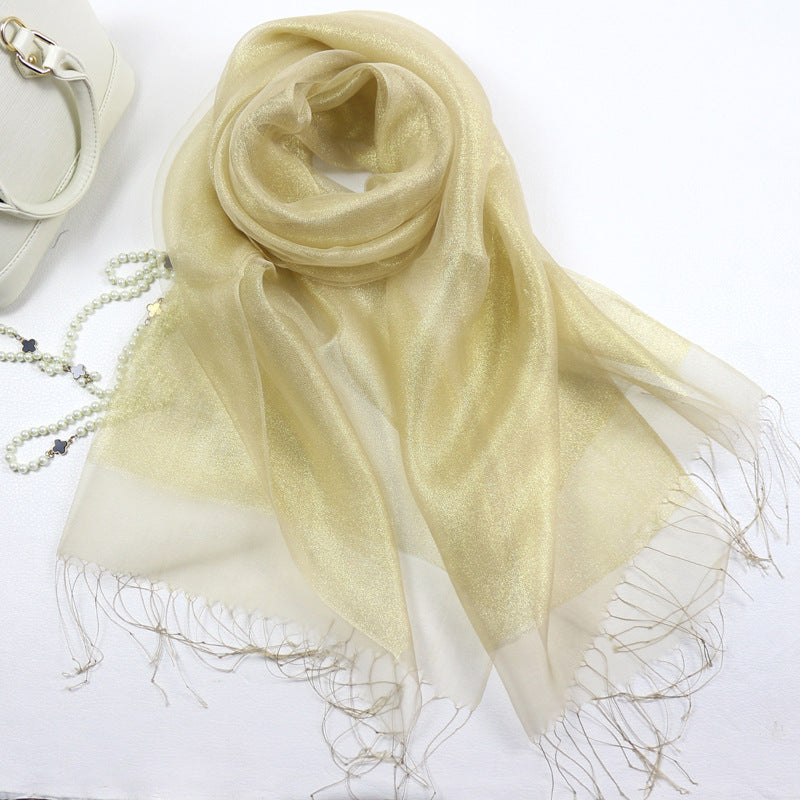 Foulard en Soie Élégant Double Couche de Soie pour Femme, Tendance et Haut de Gamme