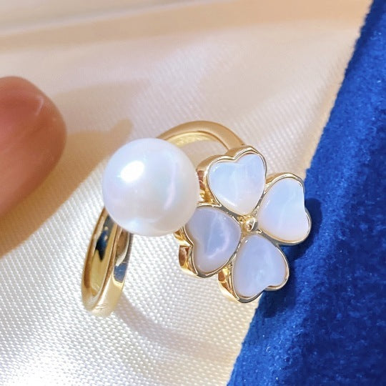 Mother-of-pearl Stud Earrings Ring Necklace