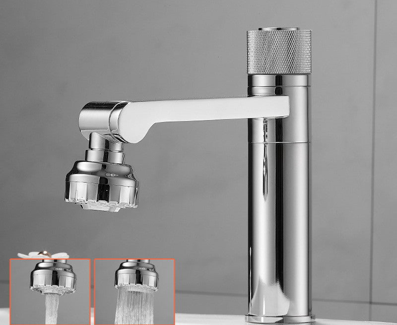 Robinet de lavabo tout cuivre, robinet chaud et froid, lavabo de salle de bain, buse de douche rotative multifonction.