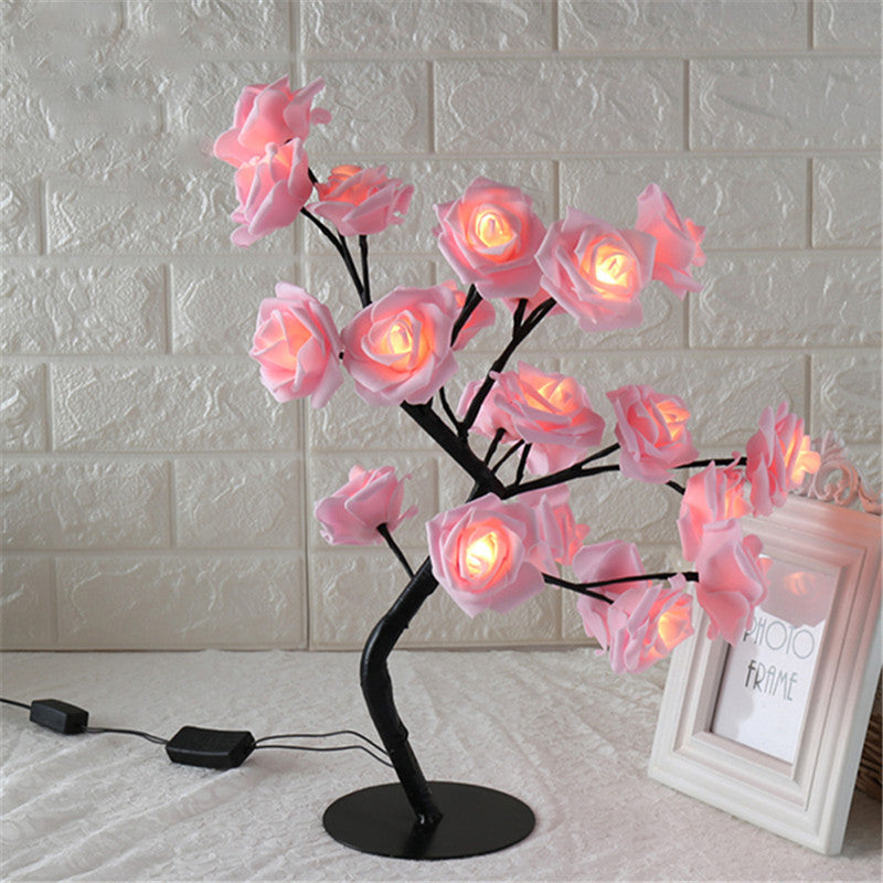 Guirlande LED fleurie rose ou arbre lumineux LED rose