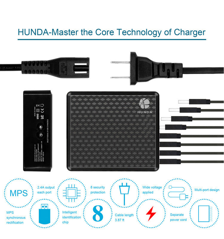 8-port USB universal power adapter for mobile phone