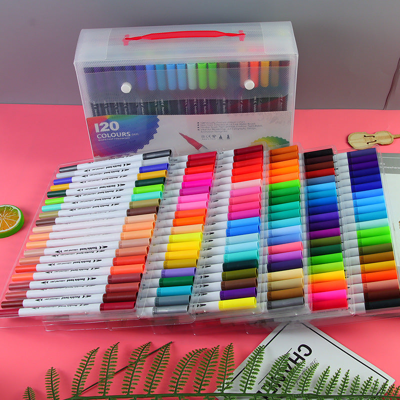 Water Based Double Head Washable Color Line Marker Creative Watercolor Pen Set