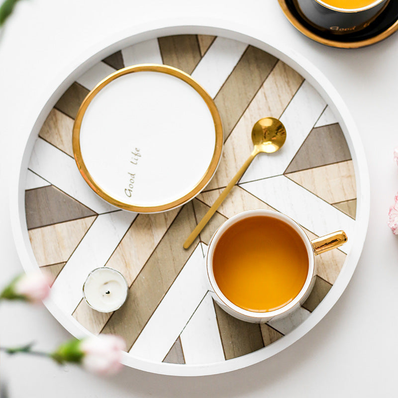 Nordic Ceramic Light Luxury Coffee Cup And Saucer Set With Gold