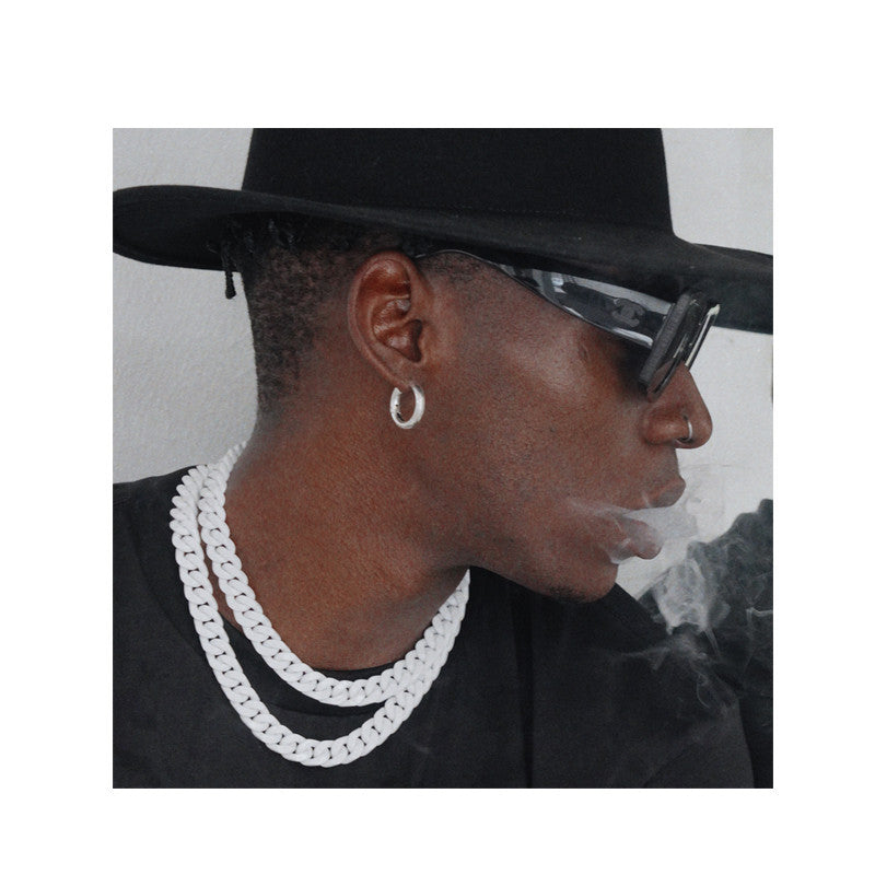 White Cuban Necklace Male Hip Hop Lesbian