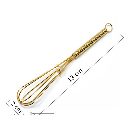 Full size mini keychain manual whisk gold silver